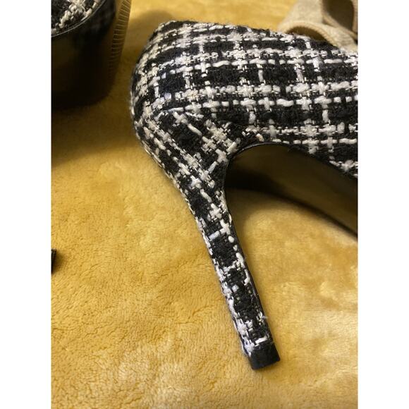 ANN TAYLOR Loft TWEED Black/white PUMPS 4” Heels SHOES SIZE 6M Classic NWOB - Picture 9 of 14